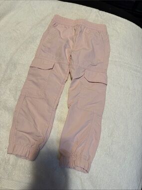 Girls' Light Pink Cargo Jogger Pants with Elastic Waist